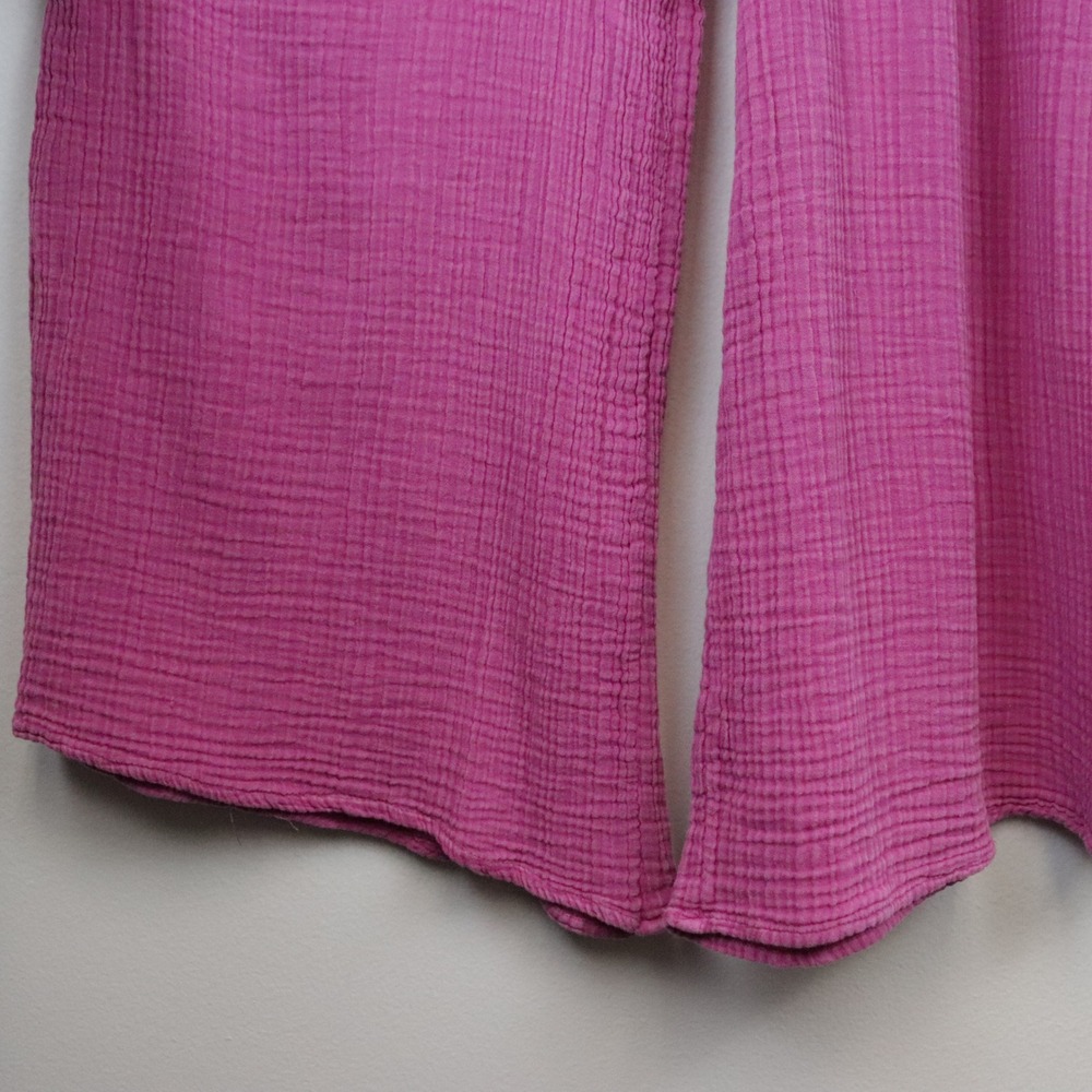 Anthropologie The Bethany Jumpsuit XS Pink Cotton Gauze‎ Wide Leg - Picture 6 of 9